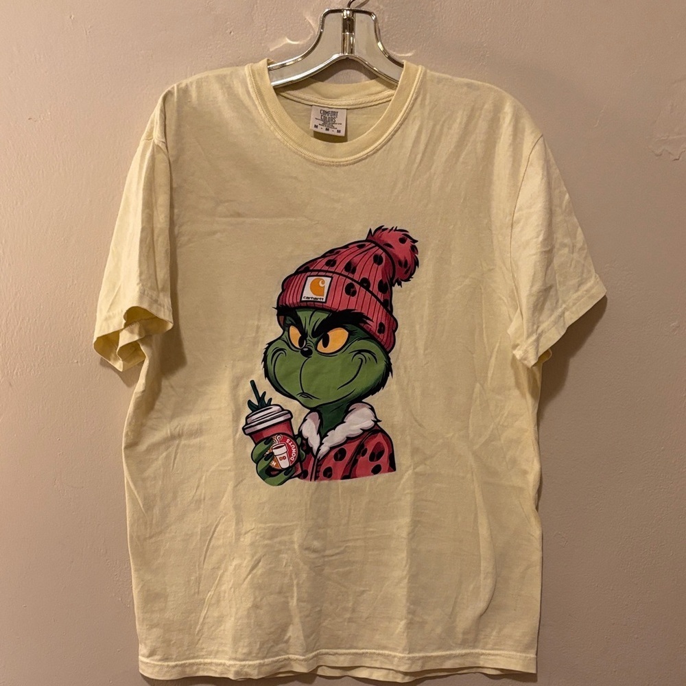 Comfort Colors Cream Long Sleeve Tee with Grinch Graphic